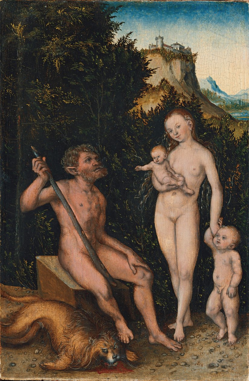 Tyska: Familie der Naturmenschen / Faunenfamilie Familj av vilda män / Familj av fauner av Lucas Cranach the Elder