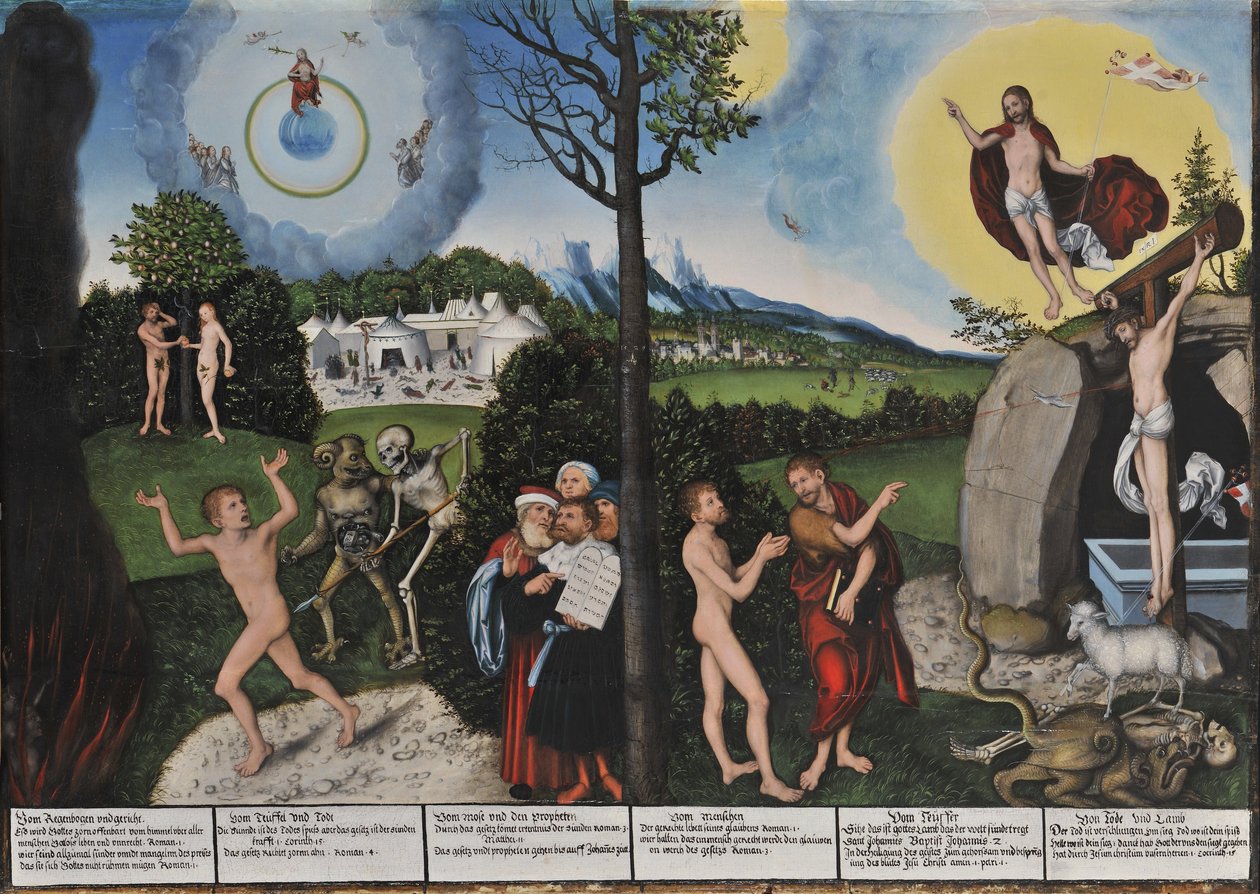 Tyska: Gesetz und Gnade Fördömelse och frälsning / Lag och nåd av Lucas Cranach the Elder