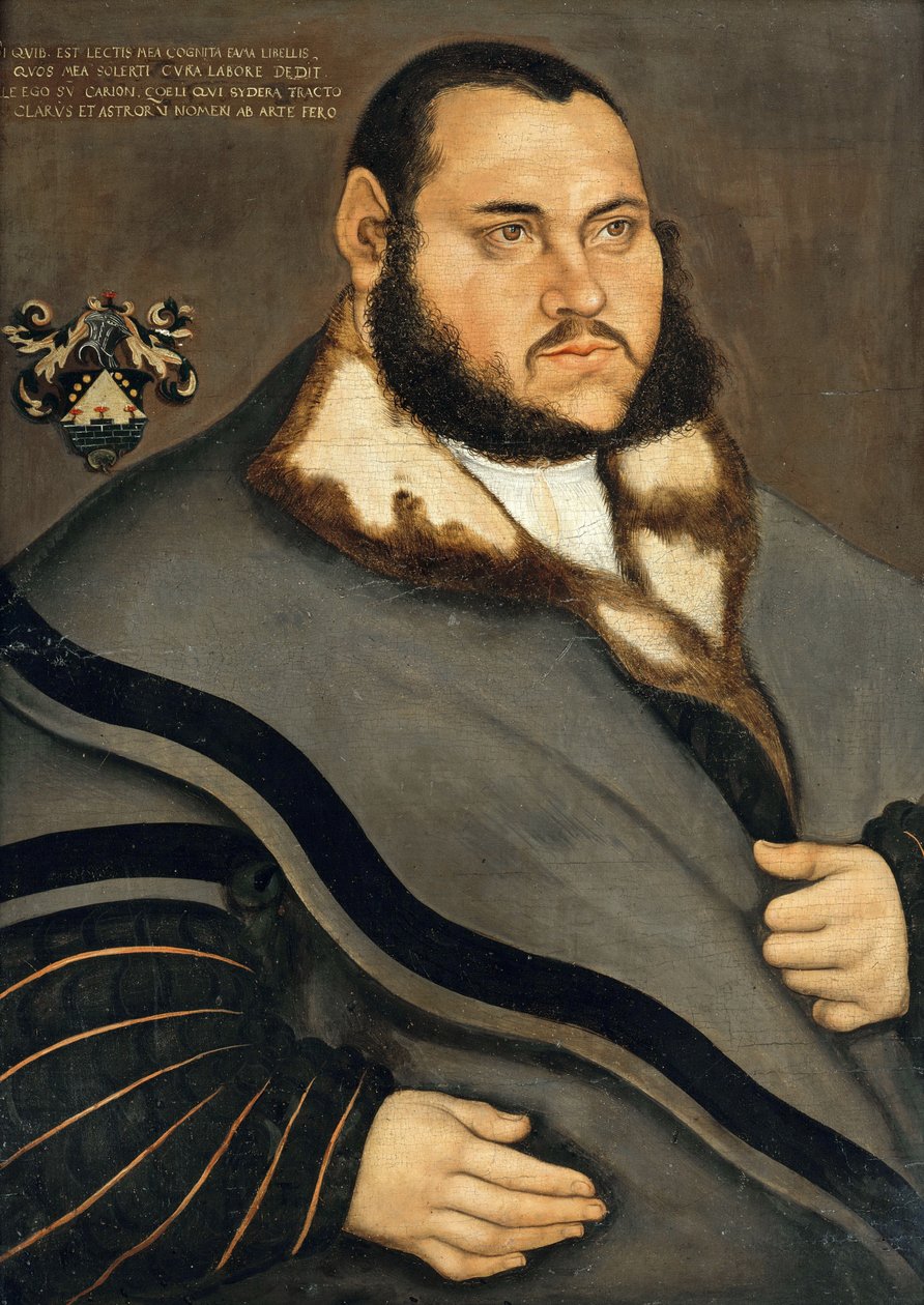 Tyska: Johannes Carion (1499-1537/38) Porträtt av Johannes Carion av Lucas Cranach the Elder