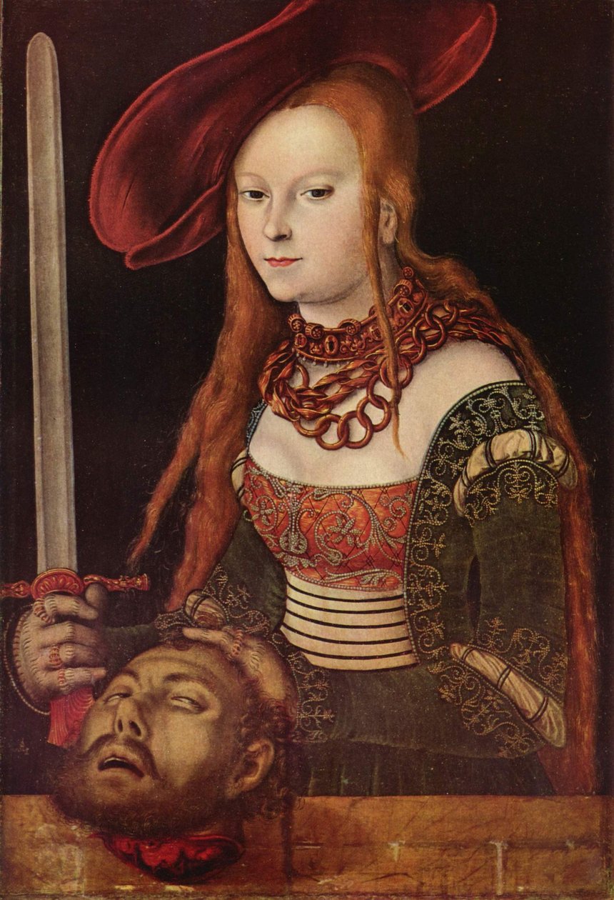 Tyska: Judith mit dem Haupte des Holofernes Judith med Holofernes huvud av Lucas Cranach the Elder