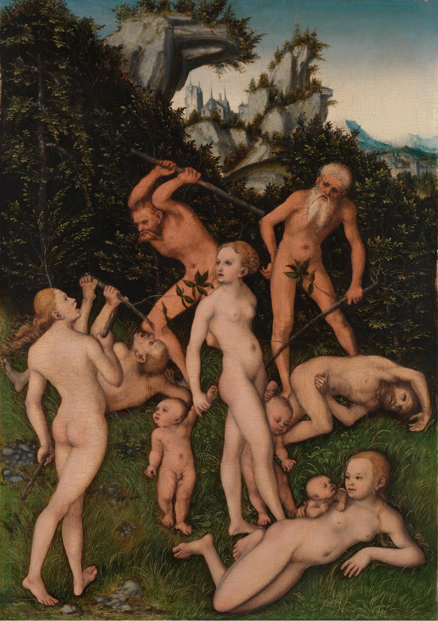 Tyska: Primitives Volk Svartsjukans frukter (Silverålderns slut) av Lucas Cranach the Elder