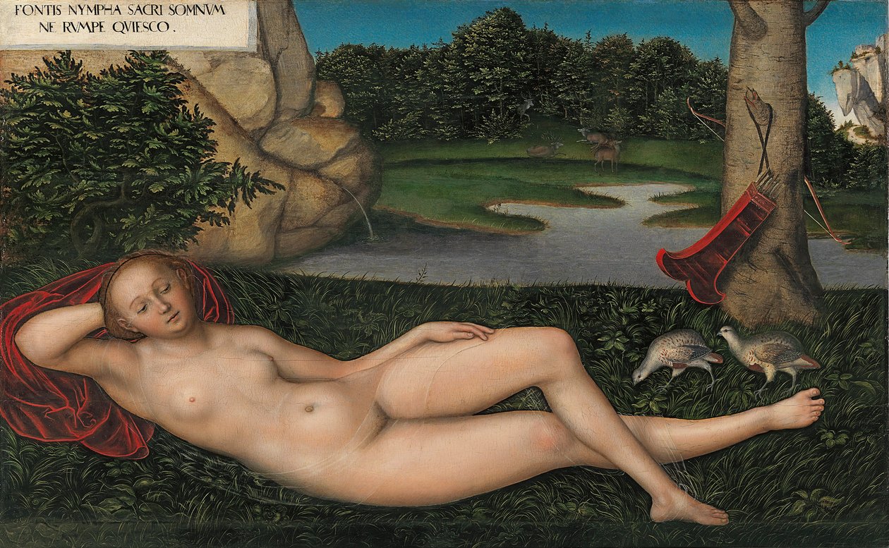 Tyska:  Quellnymphe Nymfen vid fontänen av Lucas Cranach the Elder