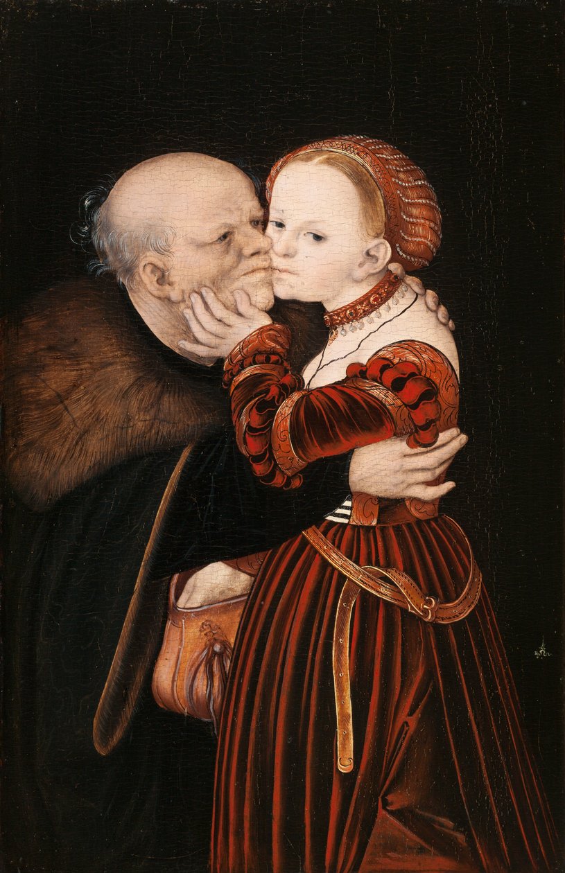 Tyska: Ungleiches Paar / Der alte Narr Ill-matched Lovers / Den gamle dåren av Lucas Cranach the Elder