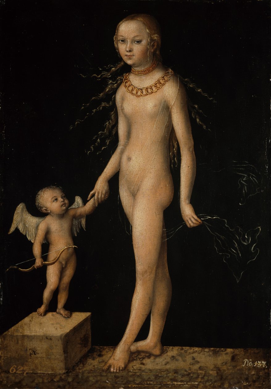 Tyska: Venus und Amor Venus och Amor av Lucas Cranach the Elder