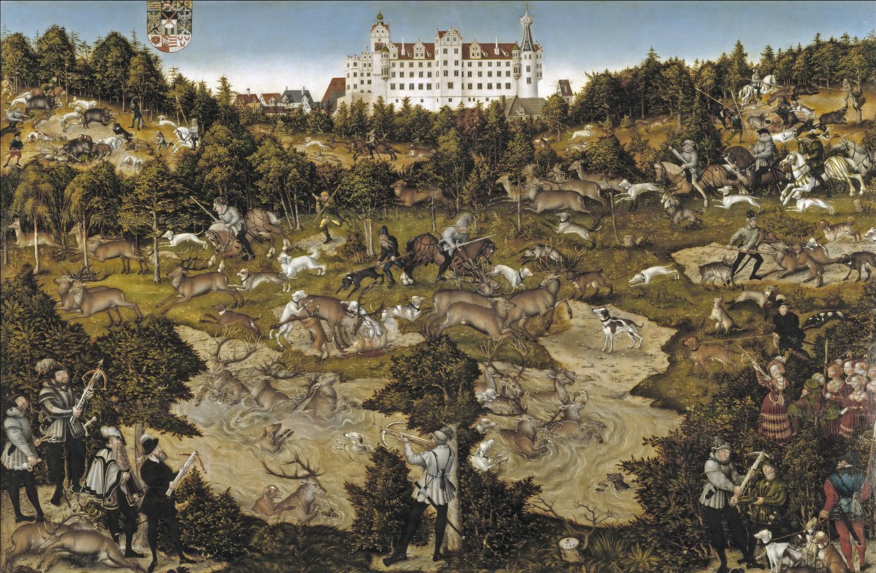 Jaga för att hedra kejsar Karl V på Torgau slott av Lucas Cranach the Elder