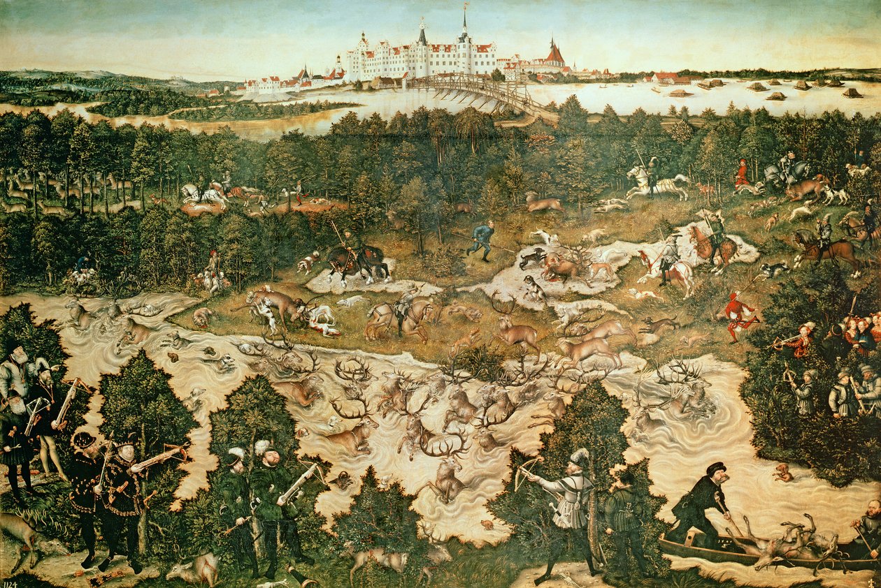 Jaga till kejsar Karl Vs ära nära Hartenfels slott, Torgau, 1544 (se även 38682, 72409 och 498129) av Lucas Cranach the Elder