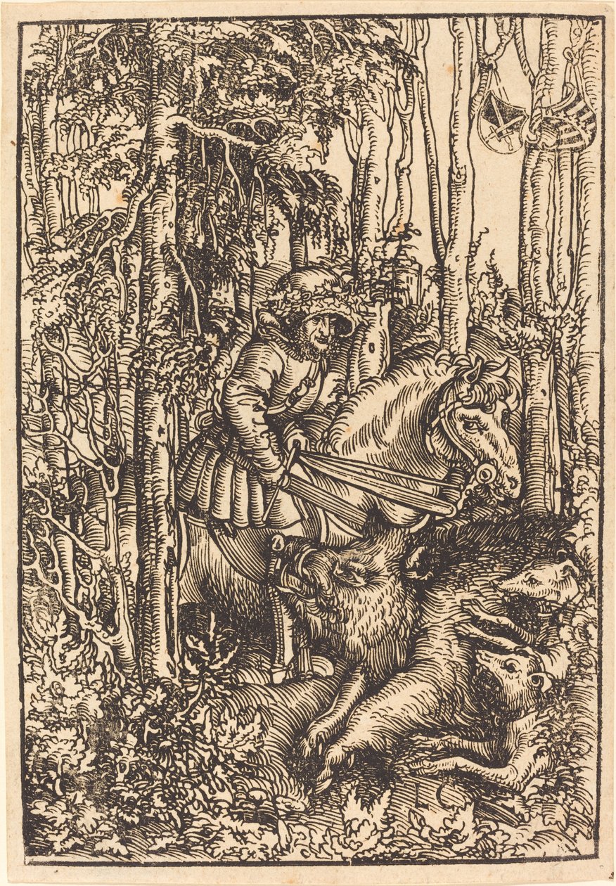 Jägare till häst Jagar ett vildsvin av Lucas Cranach the Elder