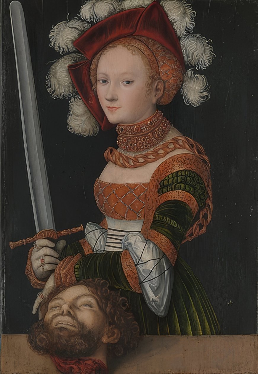 Judith med huvudet av Holofernes. Omkring 1530 av Lucas Cranach the Elder