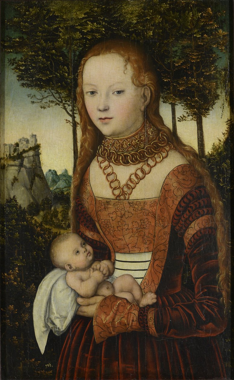 Ung mor med barn (s.k. "Johannes Chrysostomos botgöring") / Prinsessan som våldtogs av Johannes Chrysostomos av Lucas Cranach the Elder