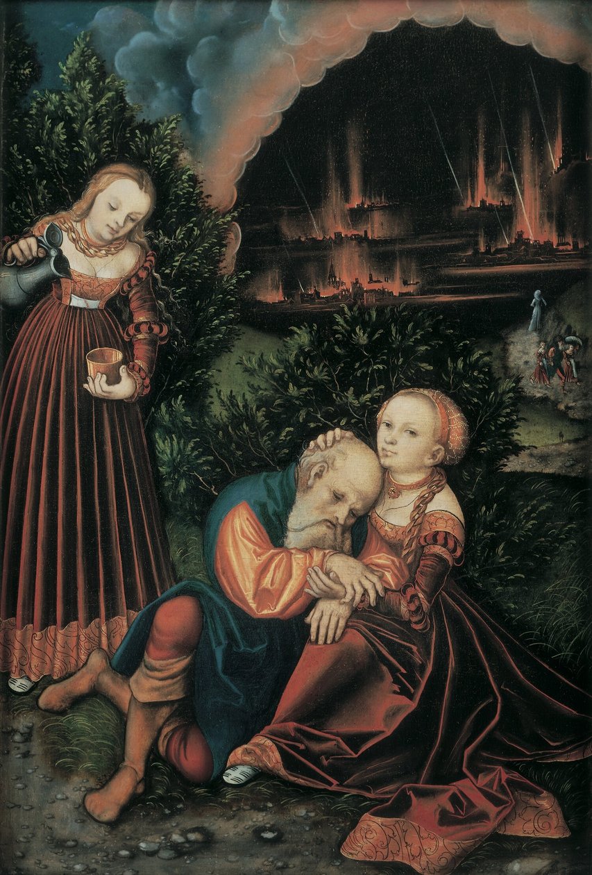 Lot och hans döttrar av Lucas Cranach the Elder