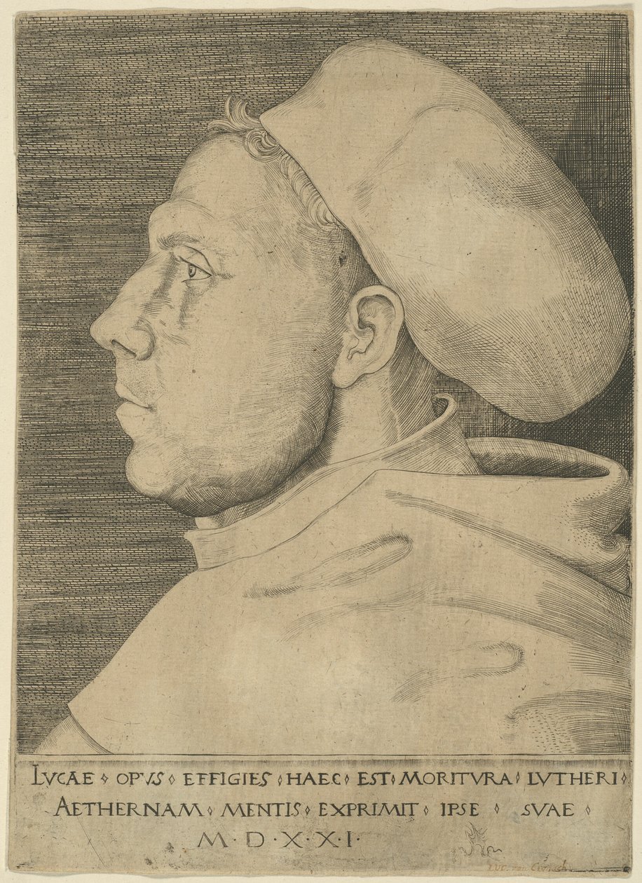 Luther som augustinermunk, med keps av Lucas Cranach the Elder