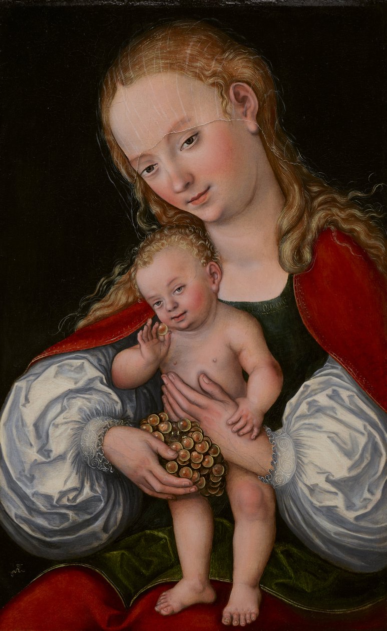 Madonna och barn med vindruvor av Lucas Cranach the Elder