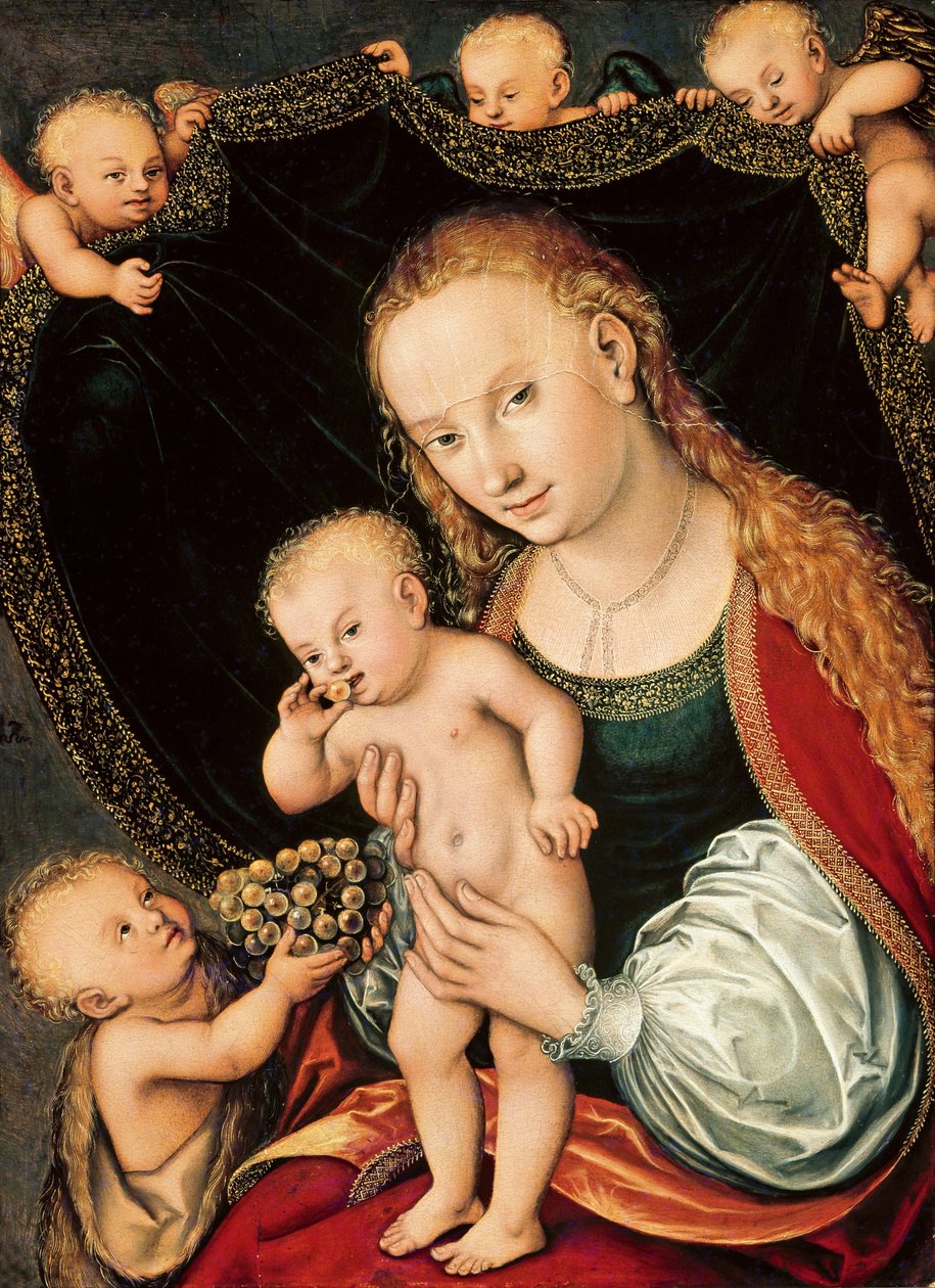 Madonna och barn med den unge Johannes döparen, efter 1537. av Lucas Cranach the Elder