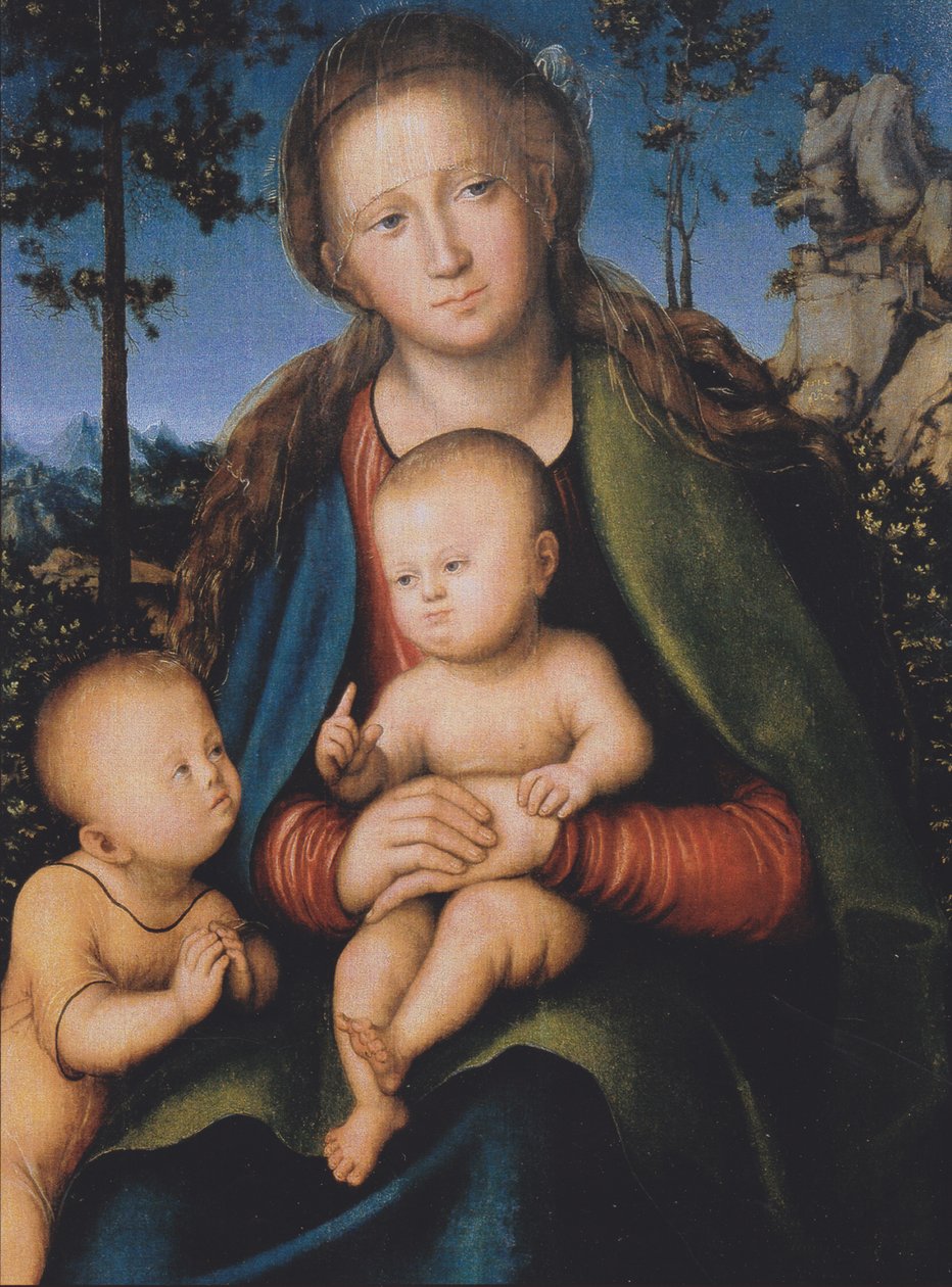 Madonna med barn och San Giovannino av Lucas Cranach the Elder