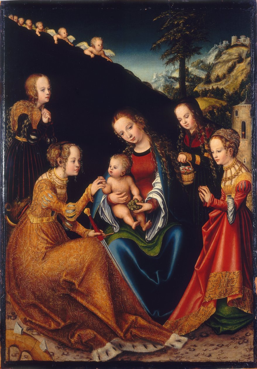 Vigsel av St. Catherine av Lucas Cranach the Elder