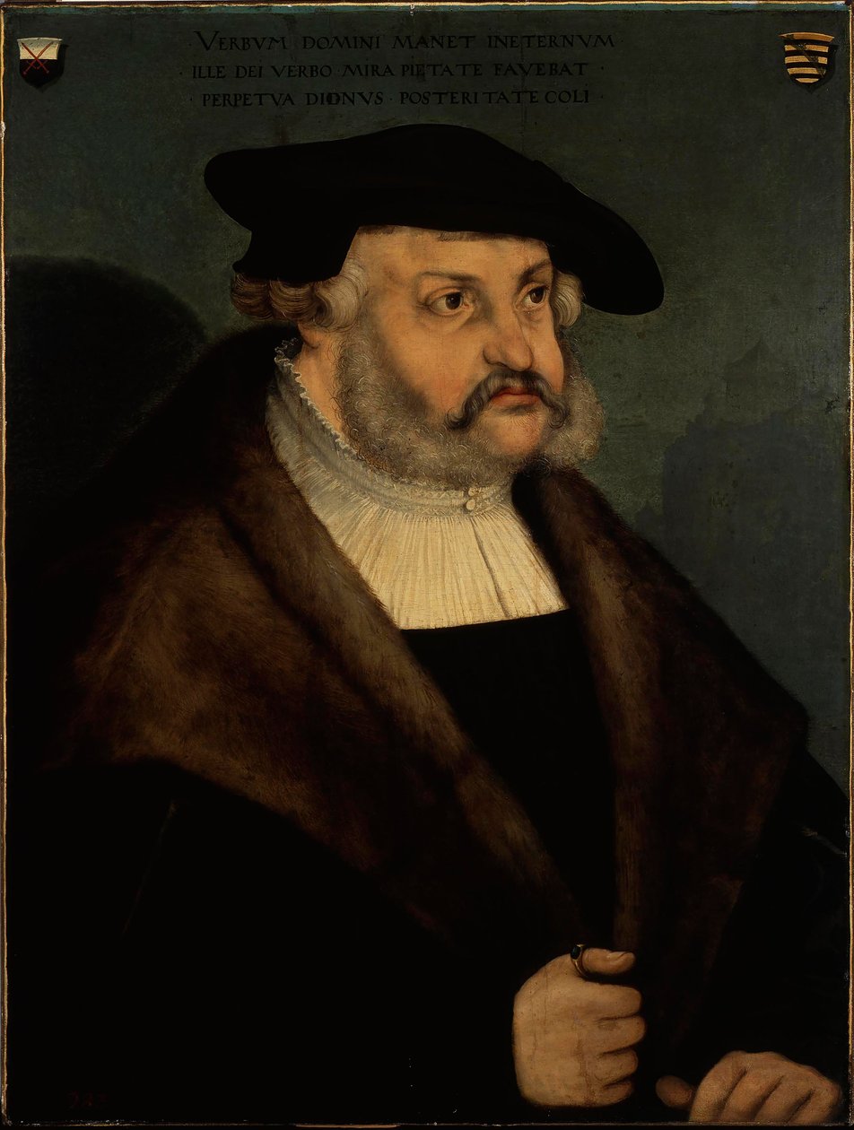 Porträtt av Fredrik III, kurfurste av Sachsen 1463-1525. av Lucas Cranach the Elder