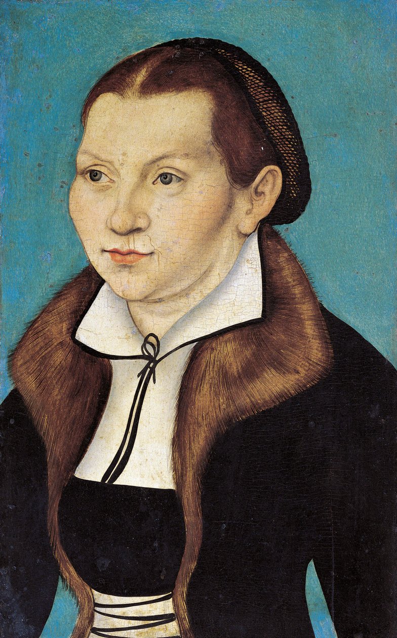 Porträtt av Katharina Luther, född Katharina von Bora 1499-1552, 1529. av Lucas Cranach the Elder