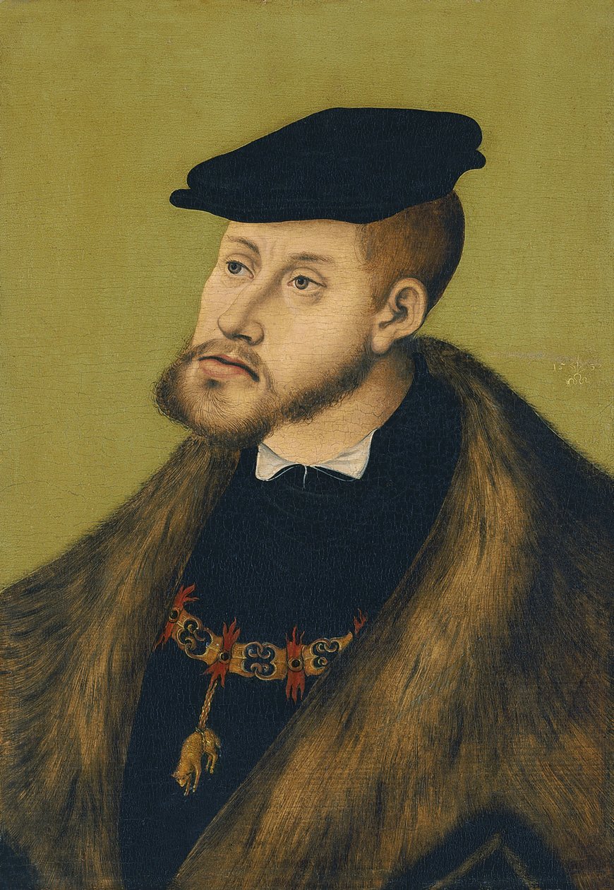 Porträtt av kejsar Karl V 1500-1558, 1533 av Lucas Cranach the Elder