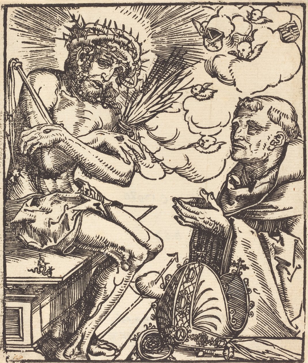 Sankt Bernard som avgudar sorgens man av Lucas Cranach the Elder
