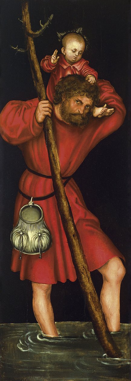 Sankt Kristoffer [verso, vänstra flygeln] av Lucas Cranach the Elder