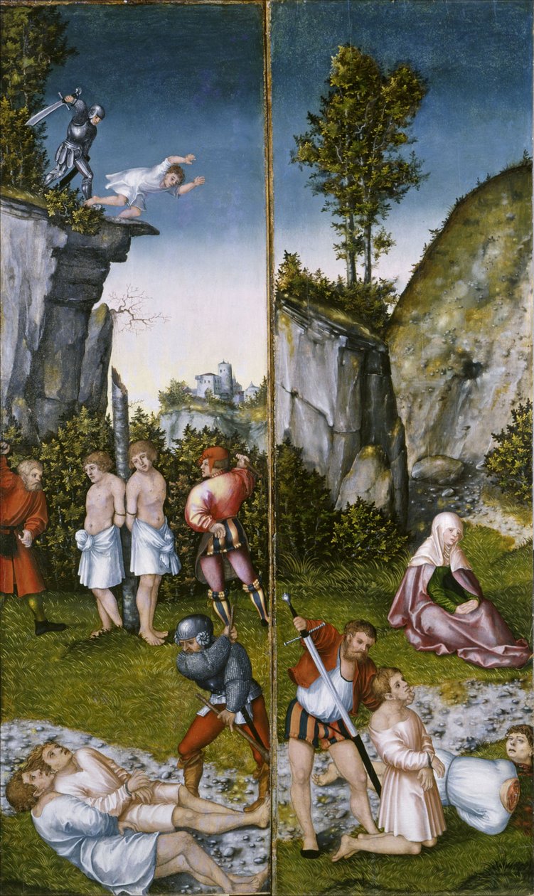 Saint Felicitas vid martyrdöden för sina sju söner av Lucas Cranach the Elder