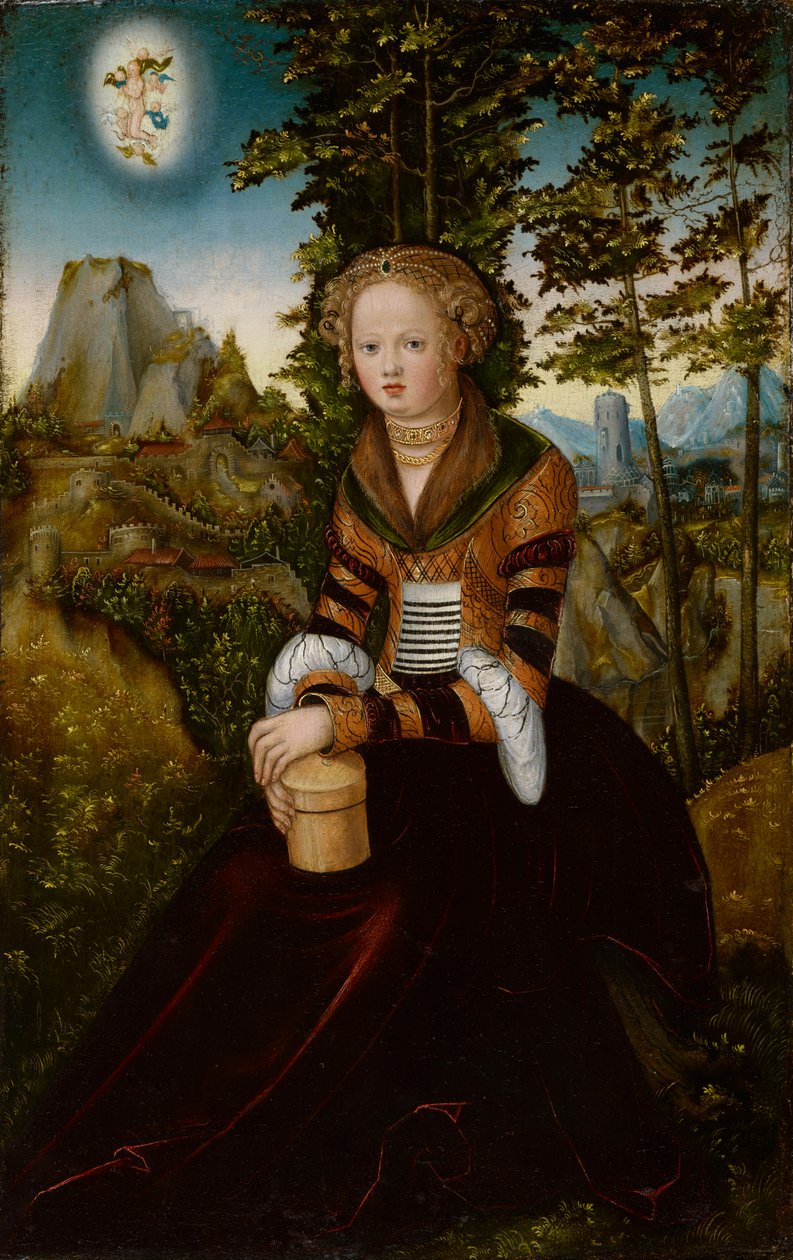 Magdalenan sittande framför ett träd av Lucas Cranach the Elder