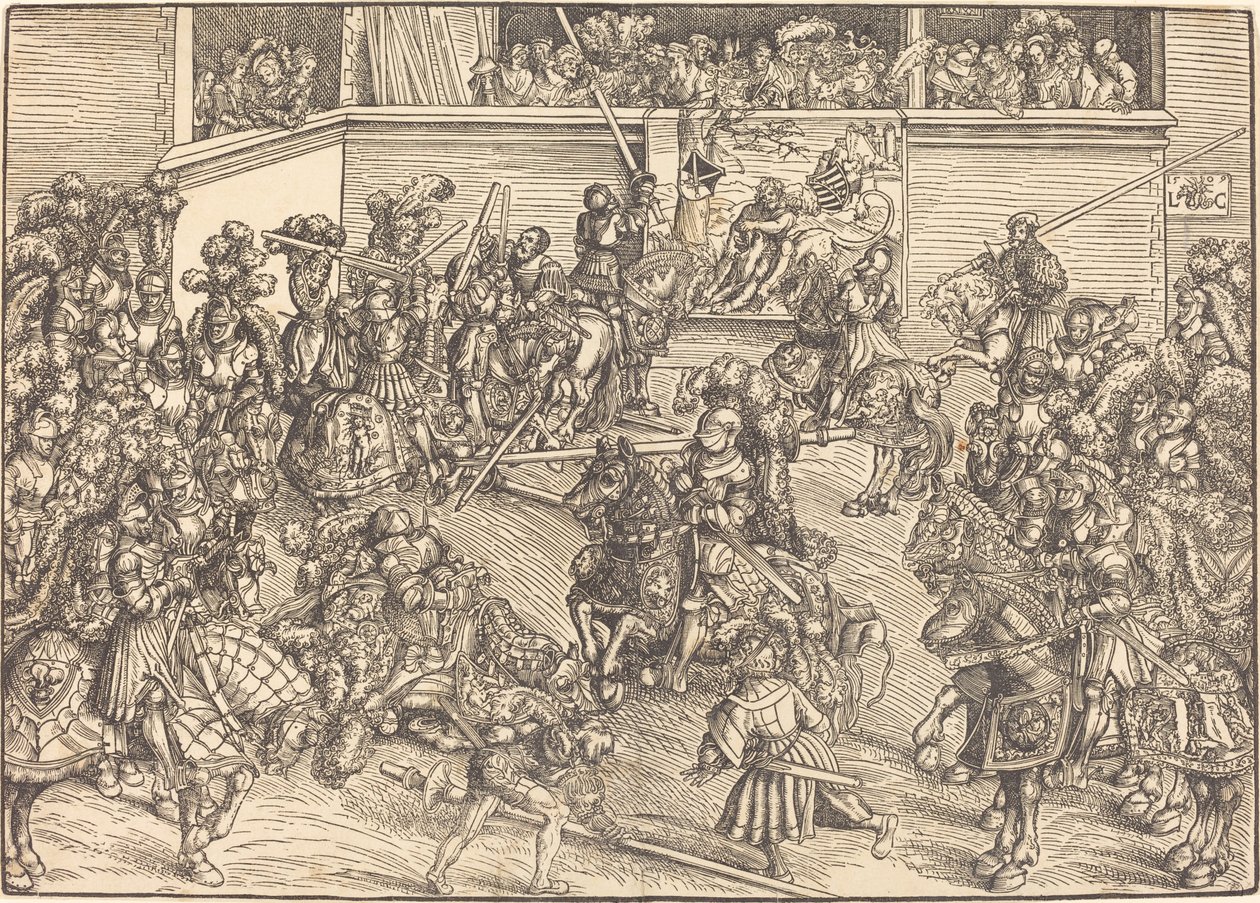 Den andra turneringen med Simsons och lejonets gobeläng av Lucas Cranach the Elder