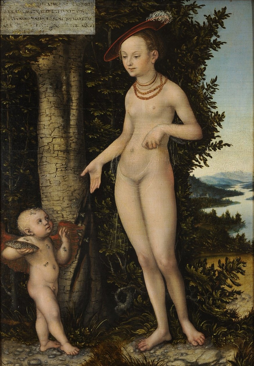 Venus med Amor honungstjuven av Lucas Cranach the Elder
