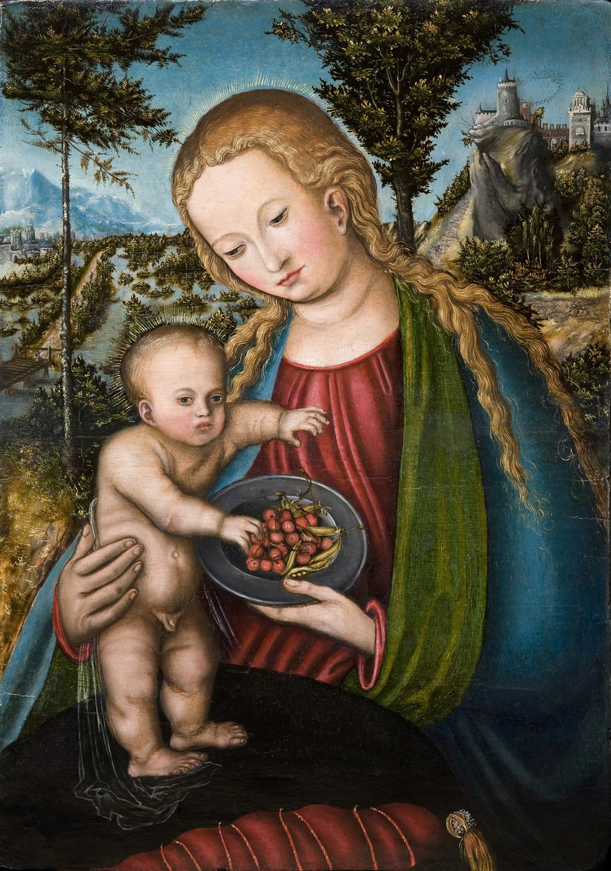 Jungfru med körsbär, ca 1506 av Lucas Cranach the Elder