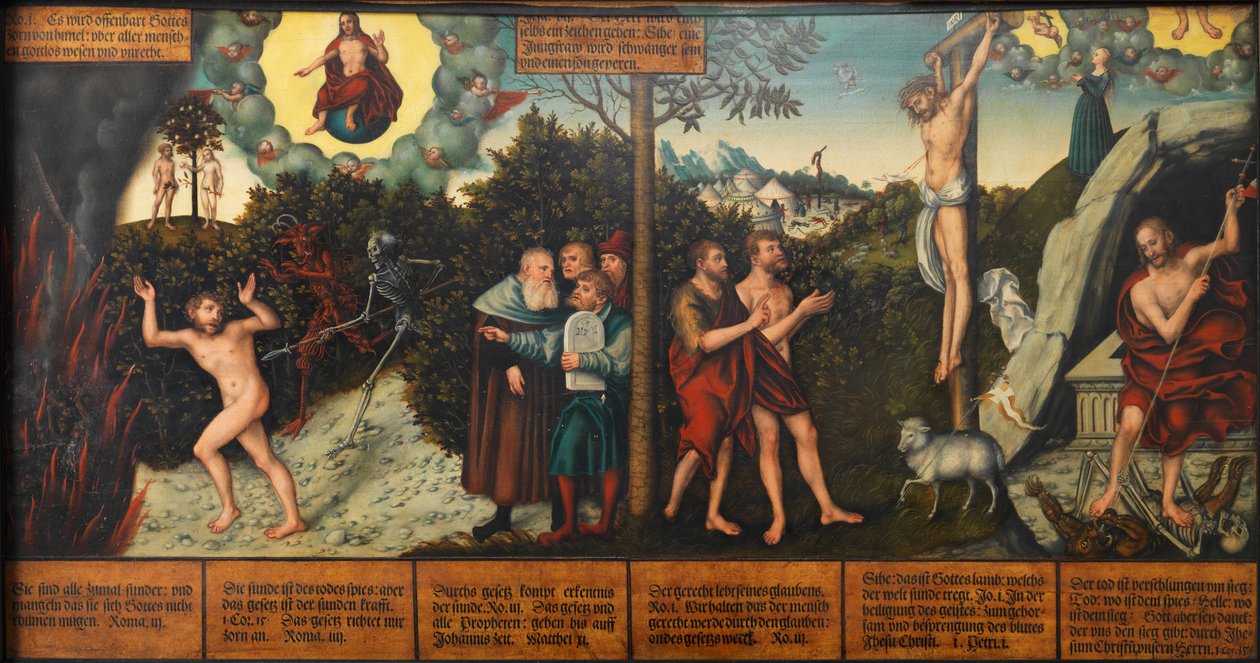 Tyska: Allegori över lag och nåd Lag och nåd av Lucas Cranach the Elder and workshop