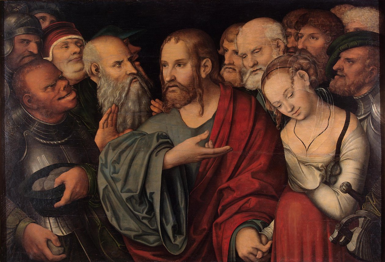Kristus och äktenskapsbryterskan av Lucas Cranach the Younger