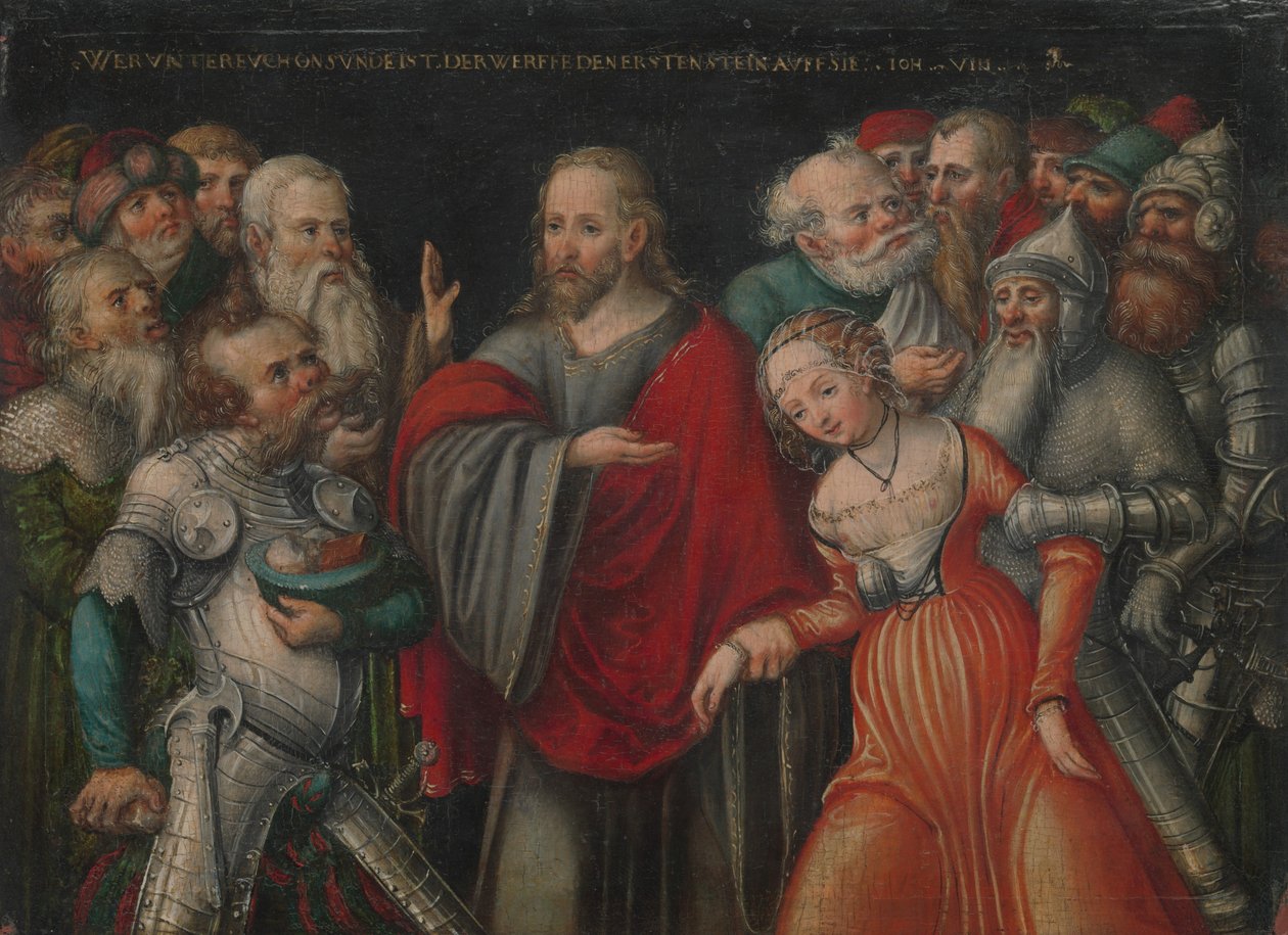Kristus och äktenskapsbrytaren, ca. 1545-50. av Lucas Cranach the Younger