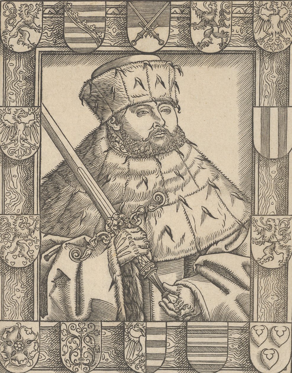 Kopia av John Frederic the Magnanimous, i kurfurstrockar av Lucas Cranach the Younger  