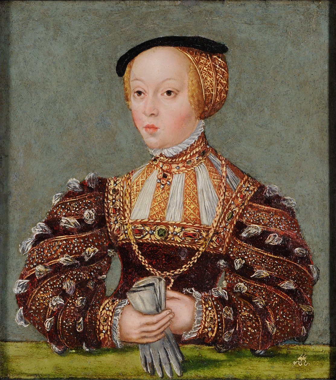 Polska: Porträtt av Elisabet av Österrike Habsburg (1526-1545), Sigismund Augustus Elisabet av Österrikes första hustru av Lucas Cranach the Younger