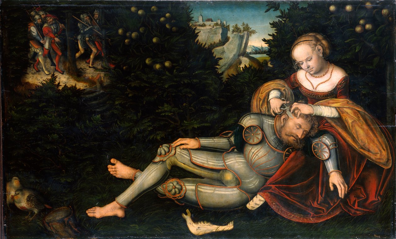 Simson och Delila av Lucas Cranach the Younger