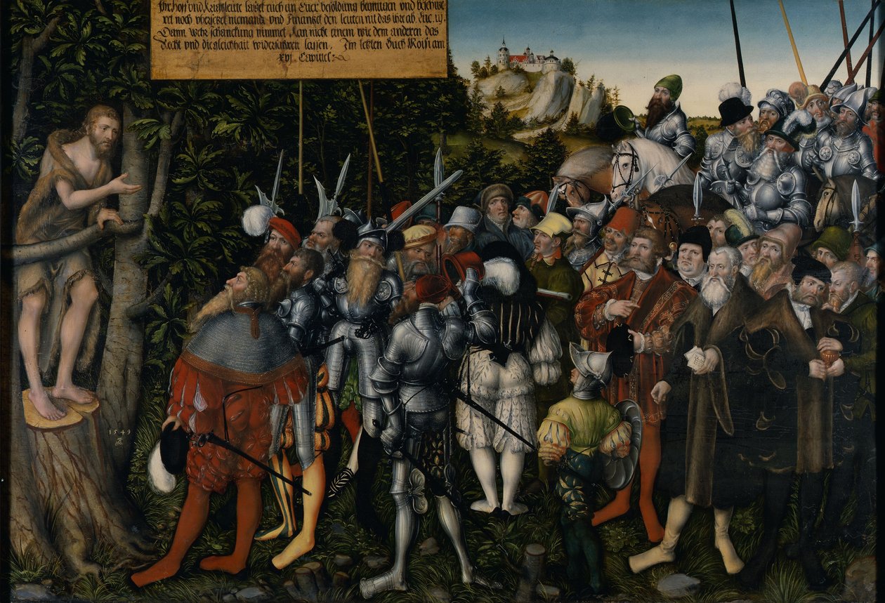 Johannes Döparens predikan, 1549 av Lucas Cranach the Younger