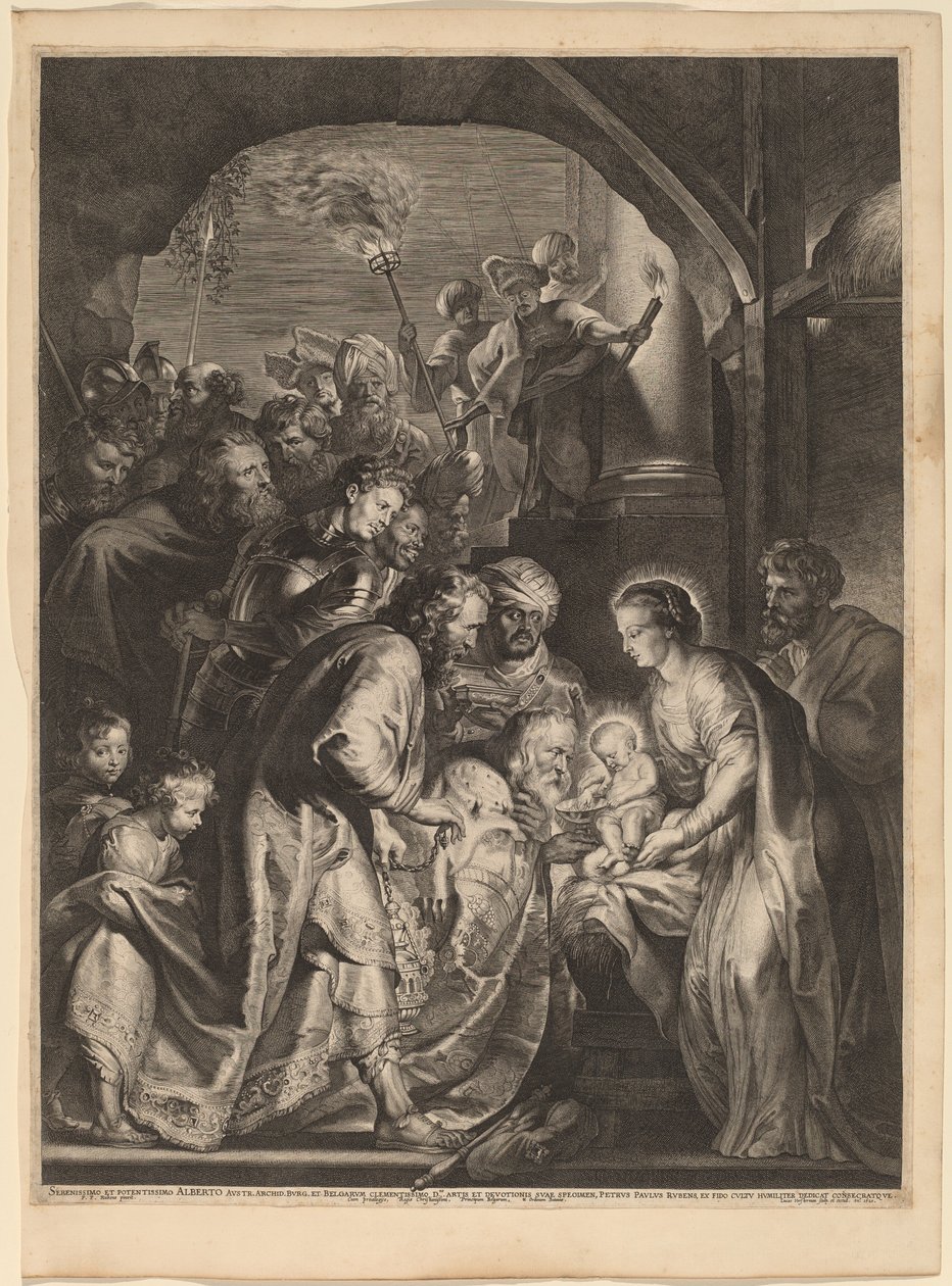 Tillbedjan av Magi av Lucas Emil Vorsterman, after Sir Peter Paul Rubens