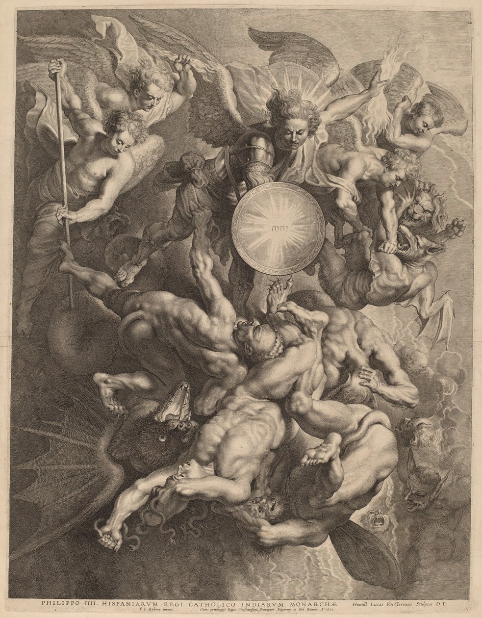 De rebelliska änglarnas fall av Lucas Emil Vorsterman after Sir Peter Paul Rubens