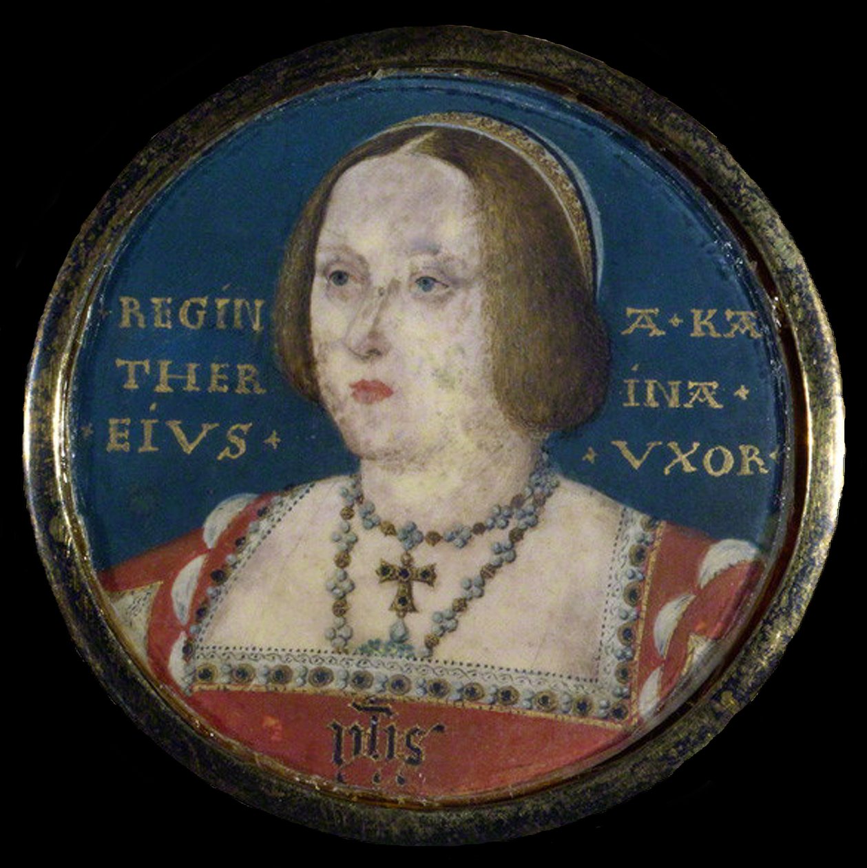 Porträtt av drottning Katarina av Aragon 1485-1536, ca. 1525 av Lucas Horenbout or Hornebault
