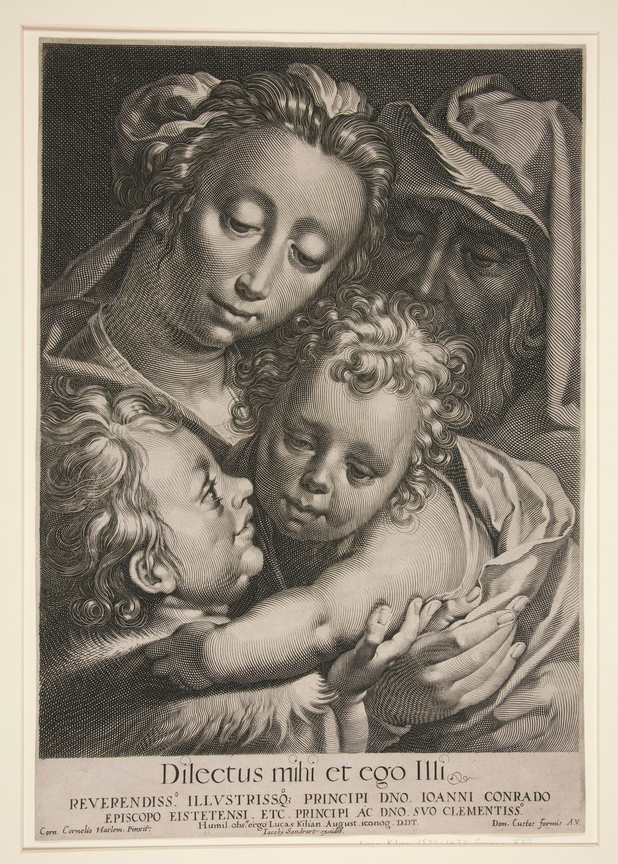 Den heliga familjen med Saint John av Lucas Kilian