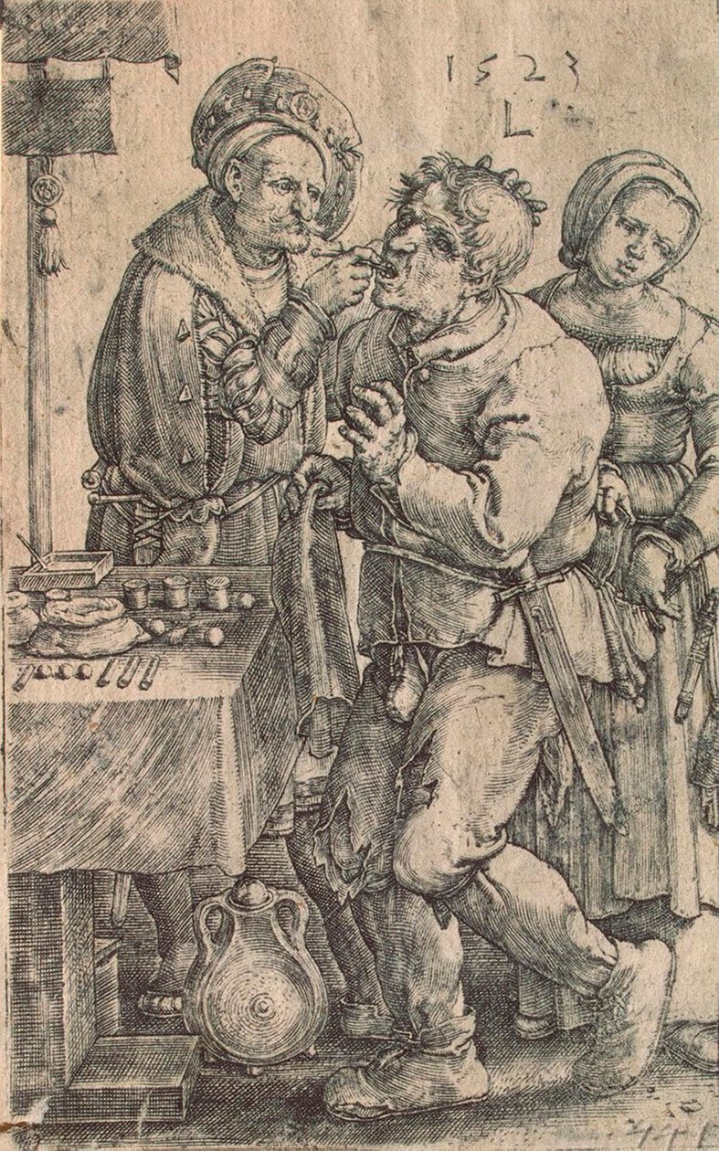 Tandläkare, 1523. av Lucas Leyden van