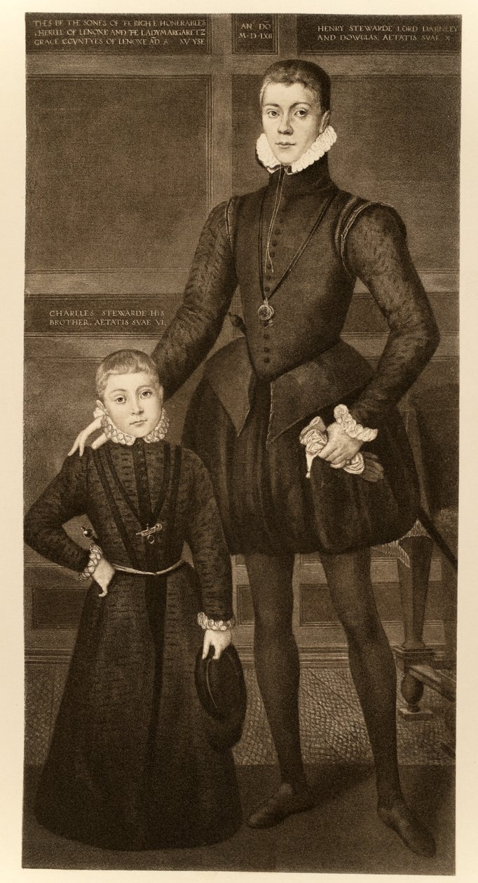 Henry, Lord Darnley (1545-1567) och hans bror Charles (1555-1576) från "James I and VI", tryckt av Manzi Joyant und Co. Paris, 1904 (collotypi) av Lucas de Heere