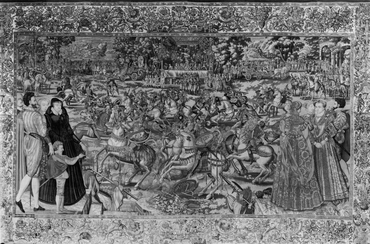 Turneringen, Bryssels verkstad, ca 1582-85 (tapet), se 173760 för detaljer) av Lucas de Heere