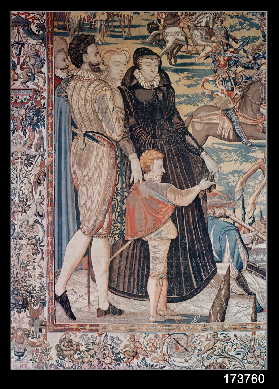 Turneringen, gjord av en verkstad i Bryssel, ca 1582-85 (gobeläng) (detalj) av Lucas de Heere