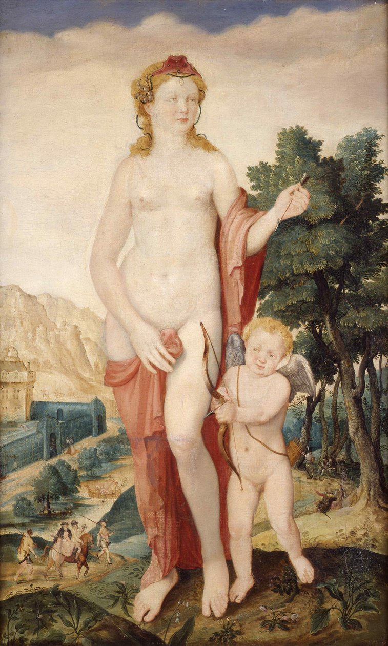 Venus och Amor, andra hälften av 1500-talet.. av Lucas de Heere