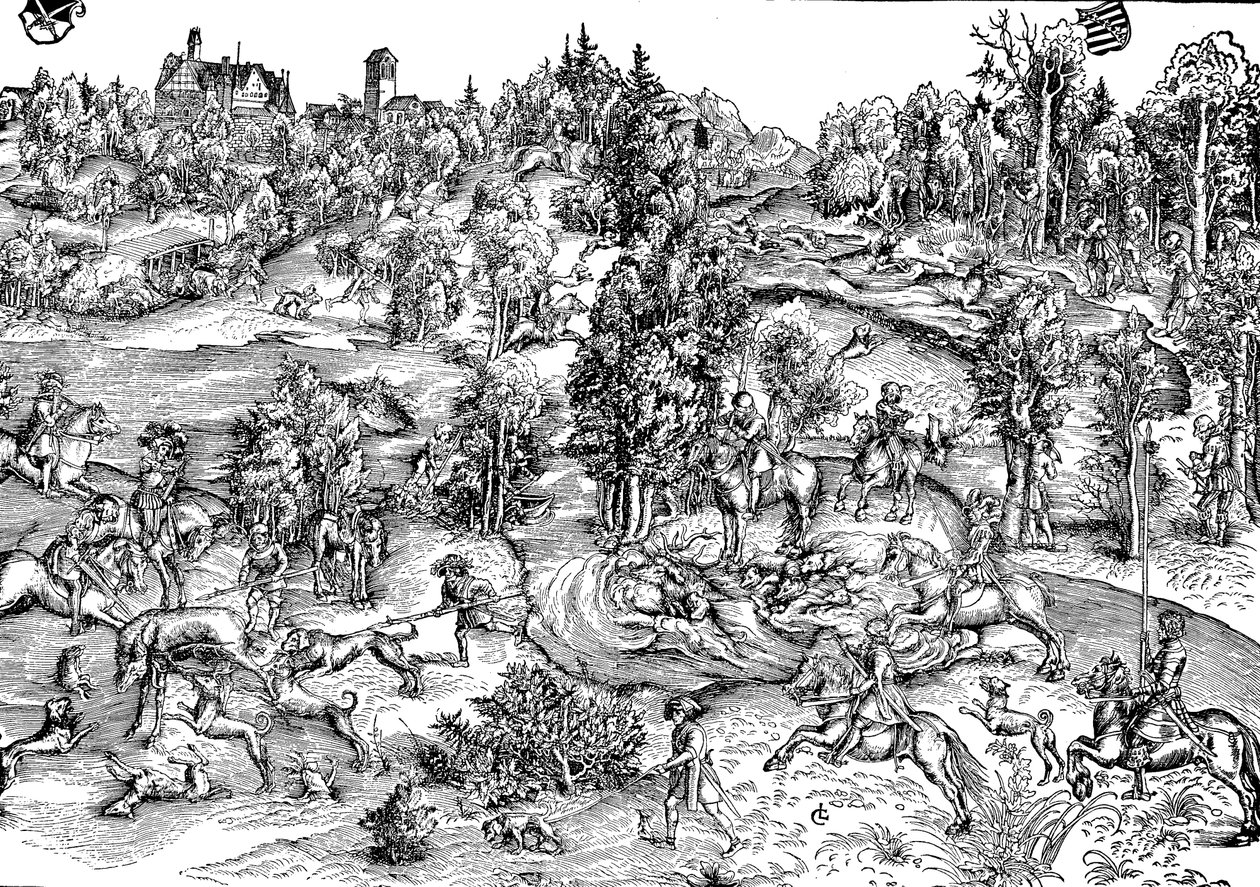 Rådjursjakt på landsbygden av Lucas the Elder (after) Cranach