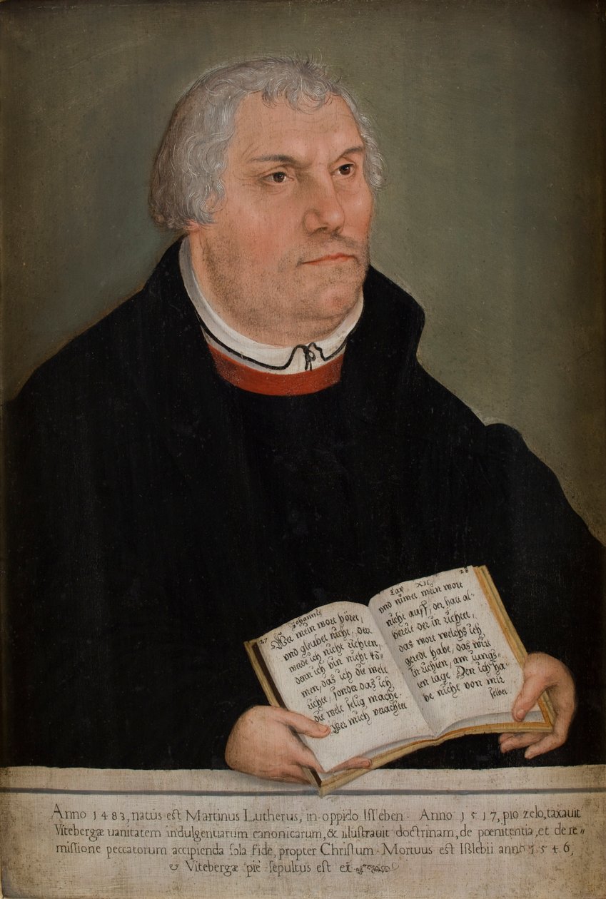 Porträtt av Martin Luther (1483–1586) (olja på panel) av Lucas the Elder (workshop of) Cranach