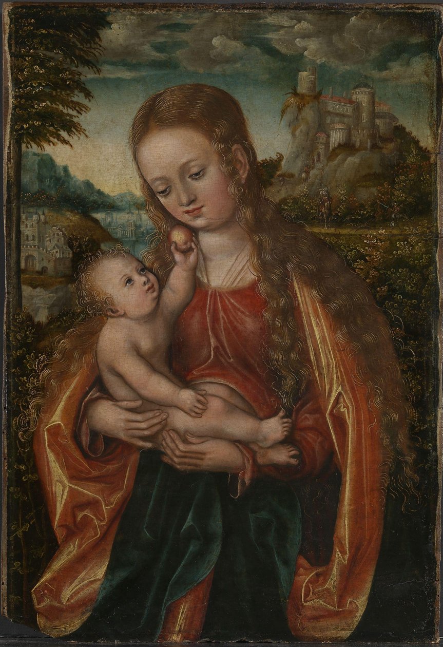 Jungfrun och barnet, ca 1518 (olja på trä) av Lucas the Elder (workshop of) Cranach