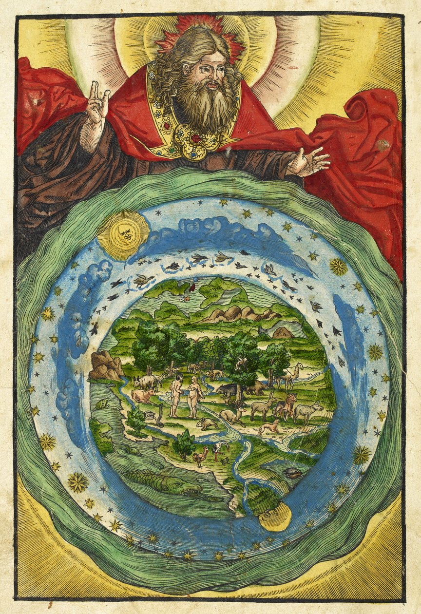 Ett träsnitt av Edens lustgård - Från ""Biblia, det vill säga hela den heliga skrift på tyska. Mart. Luth."" Wittemberg: tryckt av Hans Lufft av Lucas the Elder Cranach