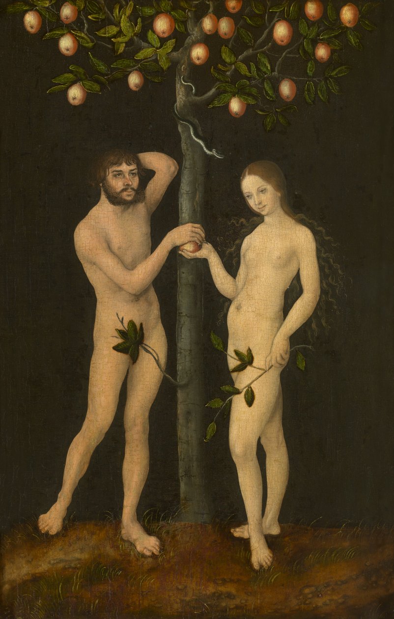 Adam och Eva (olja på panel) av Lucas the Elder Cranach